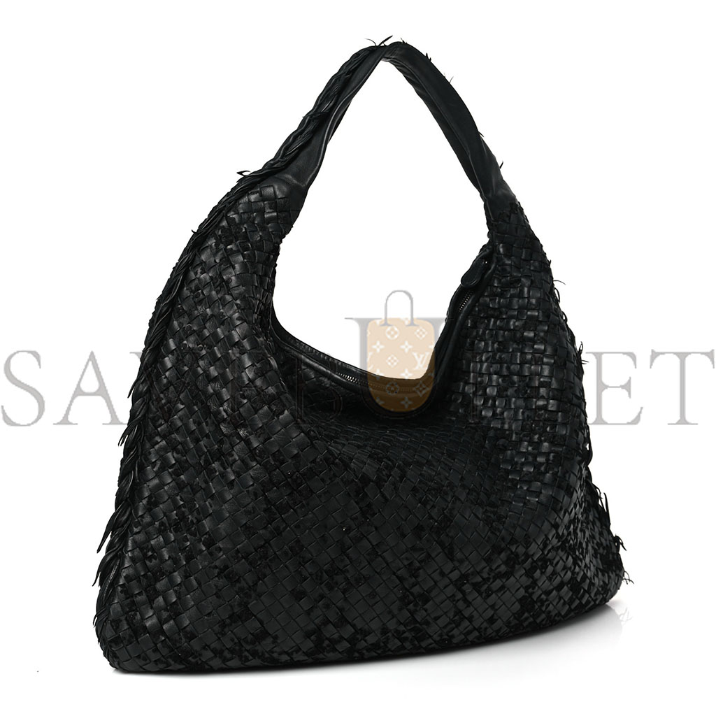 bo*te*ga Ve*ne*ta nappa velours intrecciato fuzzy medium Ve*ne*ta hobo black (38*24*3cm)